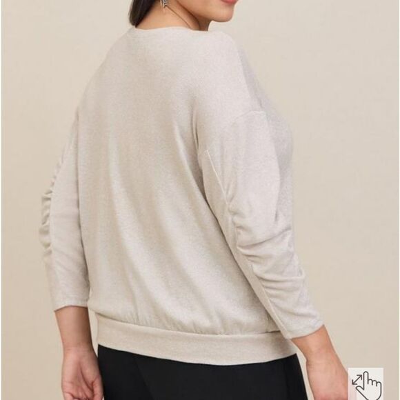 Torrid 5 Sparkle Knit Drop Shoulder Shirred Sleeve Top - Picture 3 of 5